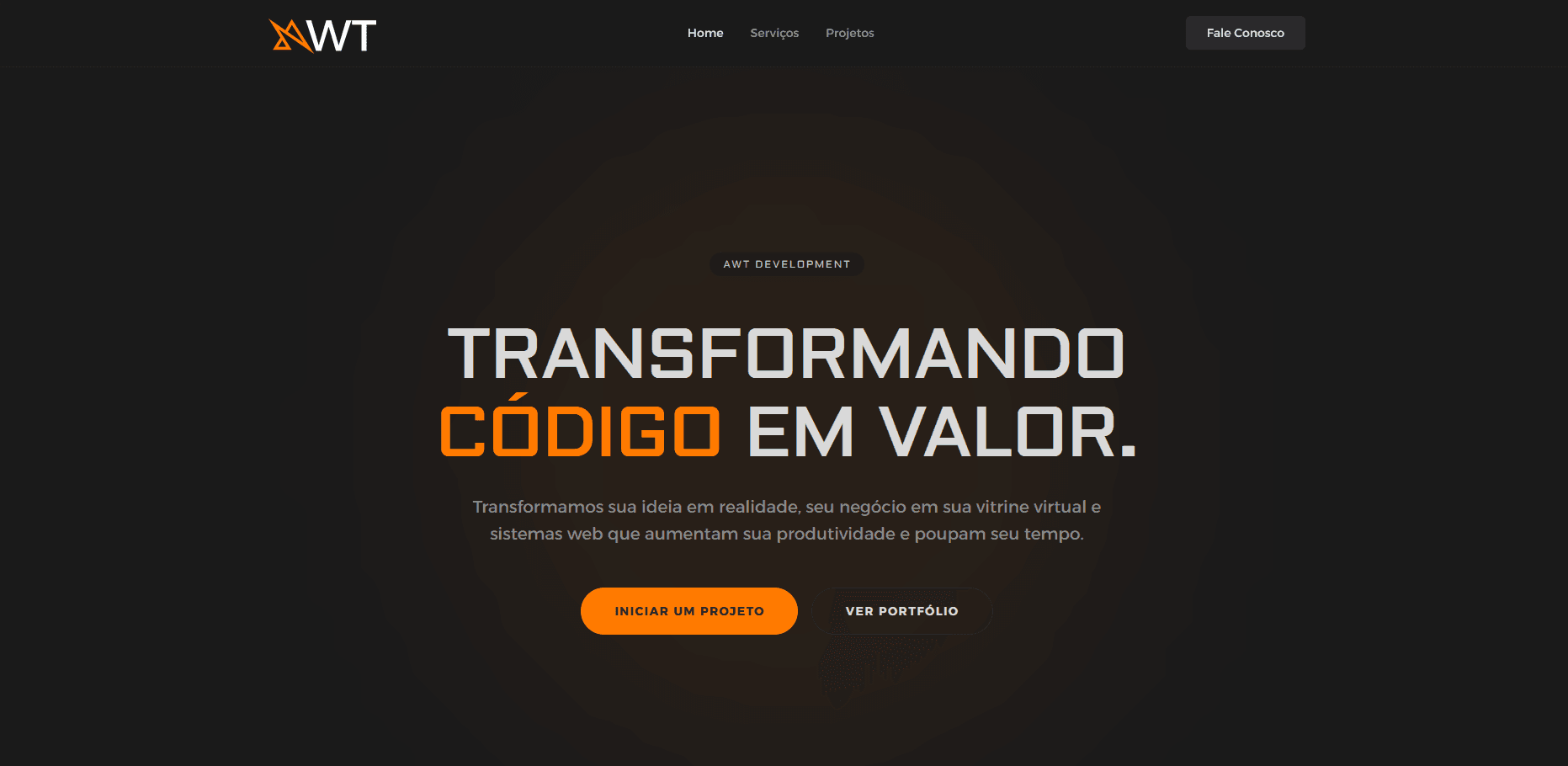Preview do projeto AWT Development Website